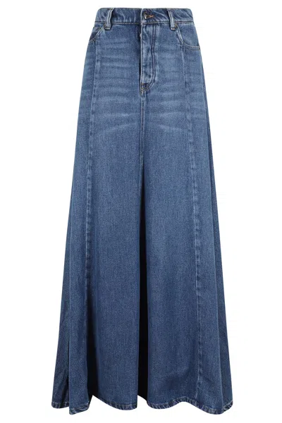 Semicouture Semi Couture Mirella Flared Denim Skirt In Blue
