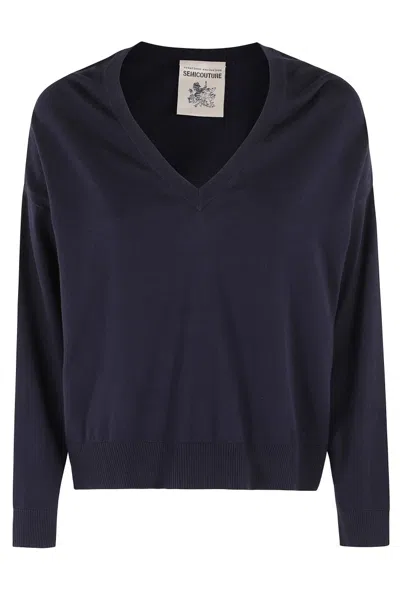 Semicouture Semi Couture Morgane Boxy-fit Lightweight Cotton Sweater In Black
