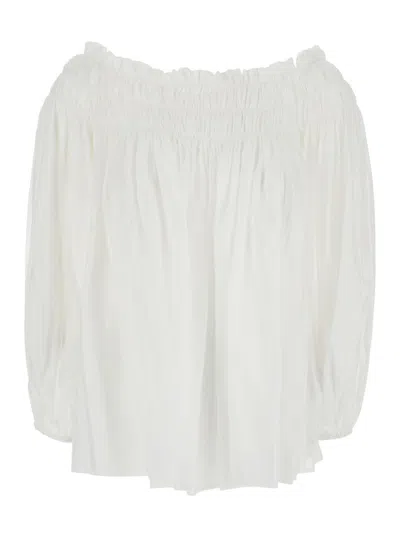 Semicouture Semi Couture Muslin Cotton Silk Top In White