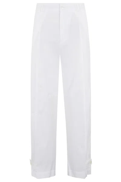 Semicouture Semi Couture Penelope High-waisted Tailored Trousers With Adjustable Cuffs In White