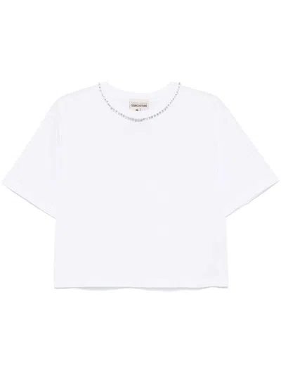 Semicouture Semi Couture Pristine White T-shirt With Chain Detail
