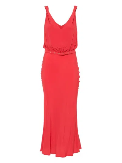 Semicouture Semi Couture Red Acetate-silk Blend Evening Dress With Draped Bodice