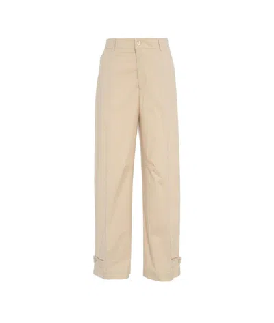 Semicouture Semi Couture Relaxed-fit Wide Leg Pants With High Waist In Neutrals