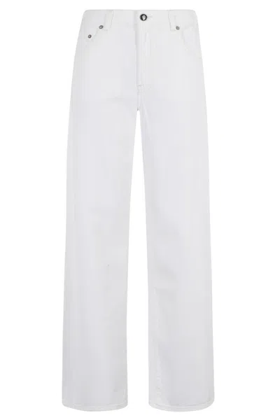 Semicouture Semi Couture Sarah Wide-leg White Jeans With Branded Detailing