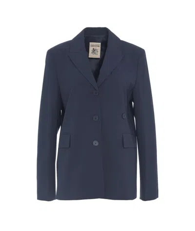 Semicouture Semi Couture Single-breasted Blazer In Virgin Wool Blend In Blue