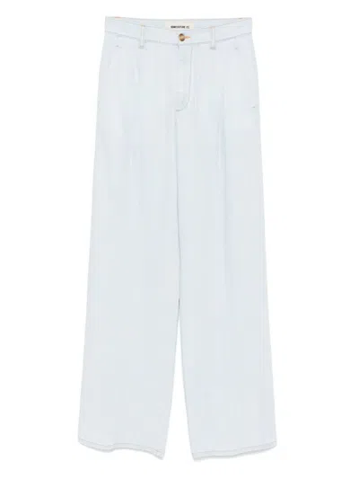 Semicouture Semi Couture Relaxed Wide-leg Trousers In Soft Lyocell In Blue