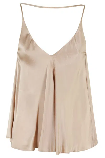 Semicouture Semi Couture Etienne Flared Satin Top In Neutrals
