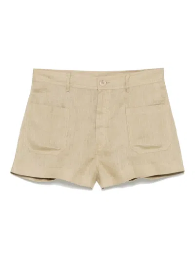 Semicouture Semi Couture Tailored Beige Shorts With Textured Fabric