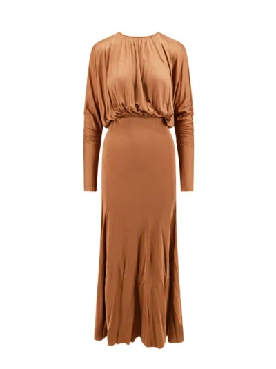 Semi-couture Viscose Dress In Brown