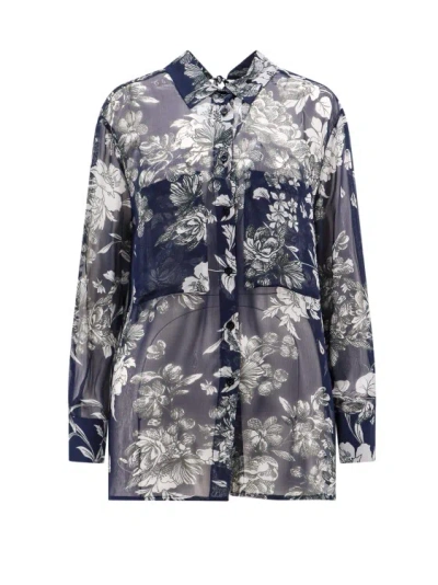 Semi-couture Viscose Shirt With Floral Print In Grey
