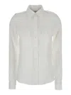 Semicouture White Shirt With Pointed Collar And Patch Pockets On The Chest In Linen Woman In White