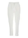 Semicouture White Pants With Elastic Waist With Drawstring In Linen Woman In White