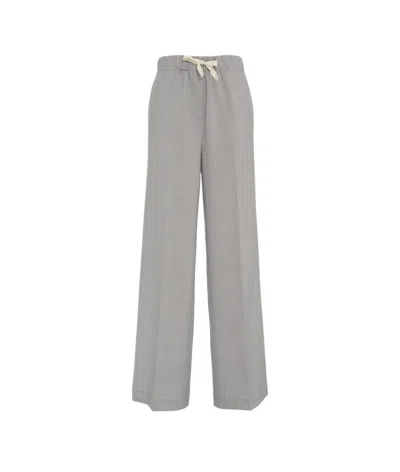 Semicouture Semi Couture Wide-leg Grey Pants In  Virgin Wool Blend