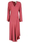 Semicouture Eleonor Dress With Asymmetric Hemline And Flared Skirt In Pink