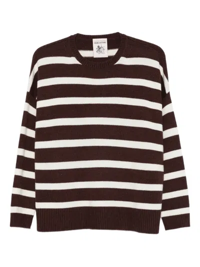 Semicouture Abito Karen Striped Crew-neck Sweater In Burgundy
