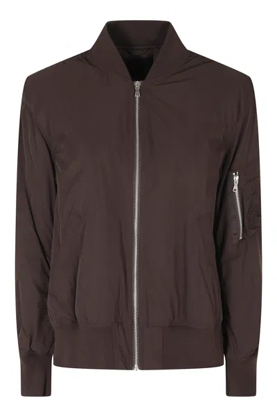 Semicouture Ada Mocha Oversized Zip Polyester Bomber Jacket In Brown
