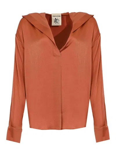 Semicouture Adelina Hooded Shirt In Orange