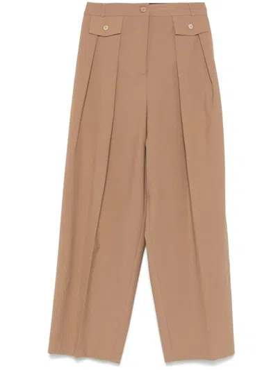 Semicouture Adesia Wool Blend Trousers In Brown