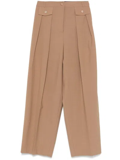 Semicouture Pleat-detail Trousers In Beige