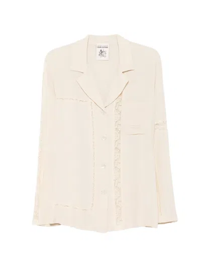 Semicouture Aida Lace-trim Shirt In Neutral