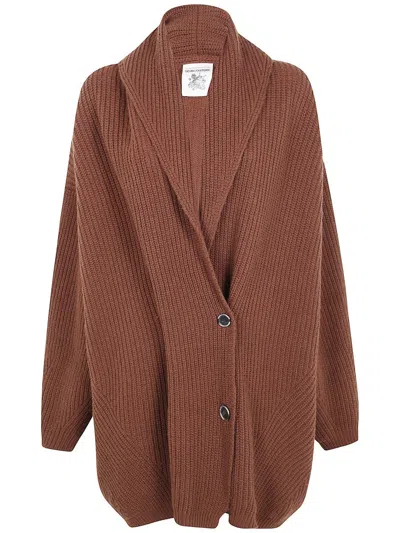 Semicouture Buttoned Cardigan In Brown