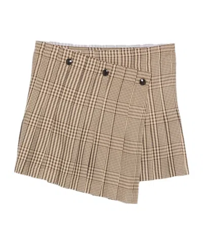 Semicouture Alicia Mini Skirt With Check Print And Buttons In Pink