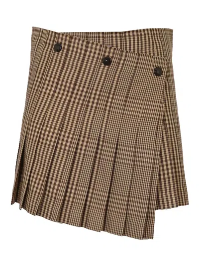 Semicouture Alicia Skirt In Viscose And Wool Blend In Brown