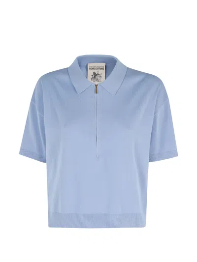 Semicouture Short-sleeved Polo Shirt In Blue