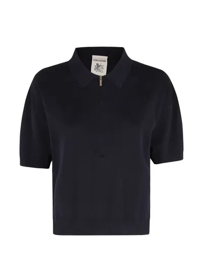 Semicouture Short-sleeved Polo Shirt In Blue