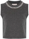 Semicouture Rhinestone-embellished Top In Grey