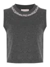 Semicouture Rhinestone-embellished Top In Grey