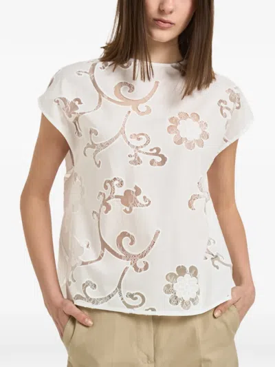 Semicouture Andrea Lace-insert Cut-out Shirt In White