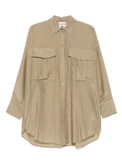 Semicouture Angelica Cotton And Silk Shirt In Beige