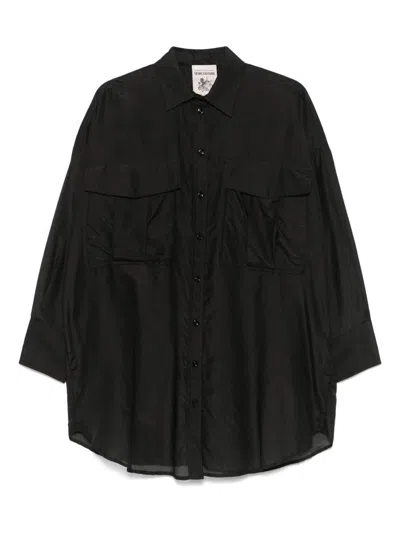 Semicouture Angelica Cotton And Silk Shirt In Black