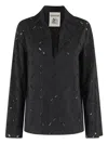 Semicouture Semi Couture Angelina Blouse With V-neck And Embroidered Detail In Blue