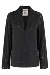 Semicouture Semi Couture Angelina Blouse With V-neck And Embroidered Detail In Blue