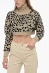 Semicouture Animal Motif Wool And Nylon Turtleneck Sweater In Brown