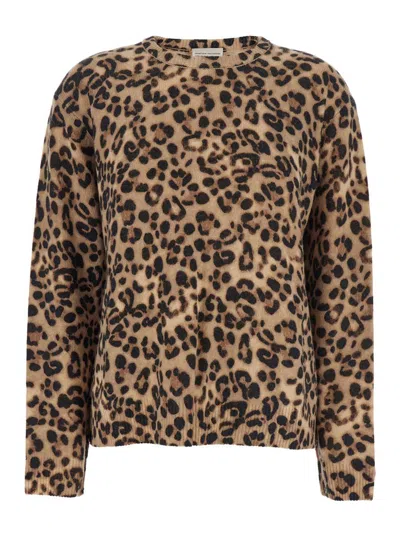 Semicouture Animalier Round Neck Pull In Animal Print