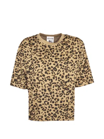 Semicouture Animal-print T-shirt In Brown