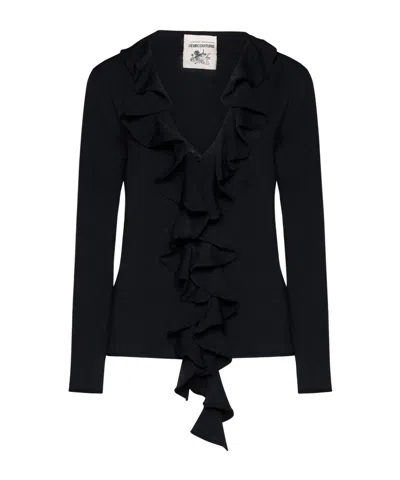 SEMICOUTURE ANNALISA RUFFLE-DETAIL CARDIGAN