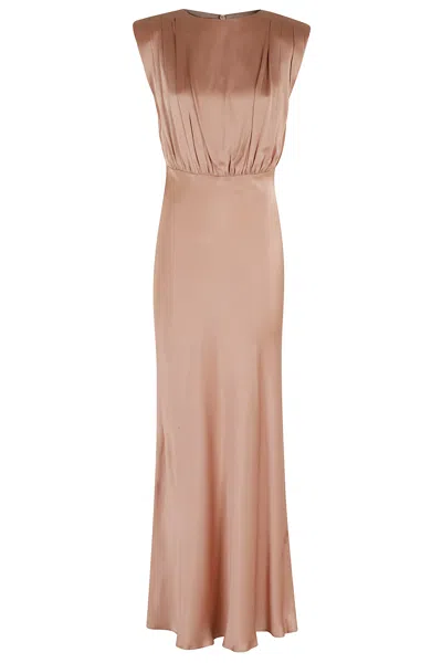 Semicouture Antique Pink Casilda Satin Backless Acetate-blend Dress In Multi