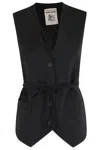 Semicouture Button-fastening Tie-waist Gilet In Black