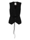 Semicouture Button-fastening Tie-waist Gilet In Black