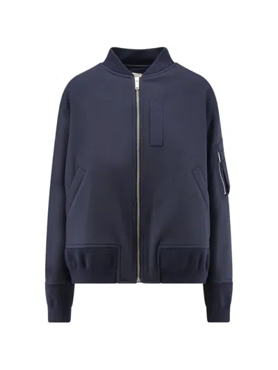 Semicouture Ariella Pleat-detail Zip-up Jacket In Blue