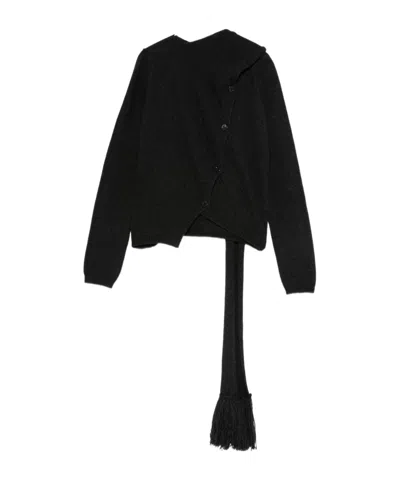 Semicouture Asymmetric Button-down Sweater In Black