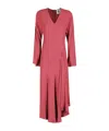 Semicouture Eleonor Dress With Asymmetric Hemline And Flared Skirt In Red