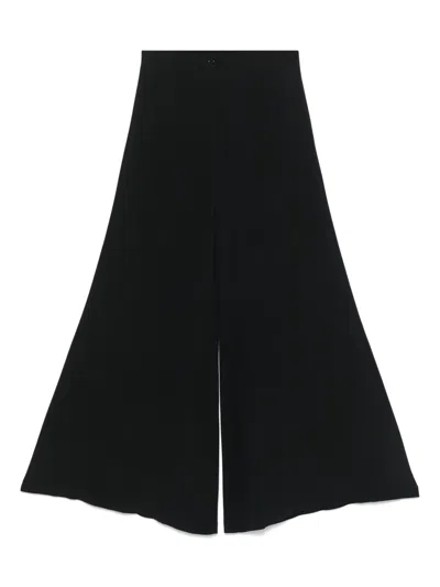 Semicouture Semi Couture Wide-leg Trousers In Luxurious Acetate-silk Blend In Black