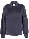 Semicouture Ribbed Bomber Jacket With Multiple Pockets In Blue