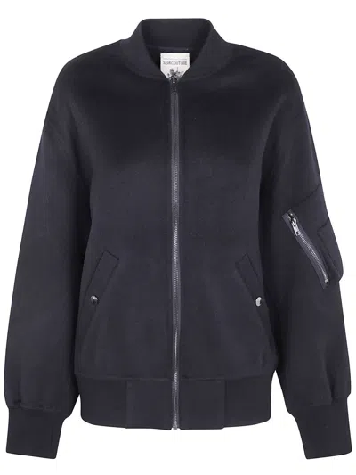 Semicouture Zip-up Bomber Jacket In Blue