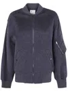 Semicouture Ribbed Bomber Jacket With Multiple Pockets In Blue